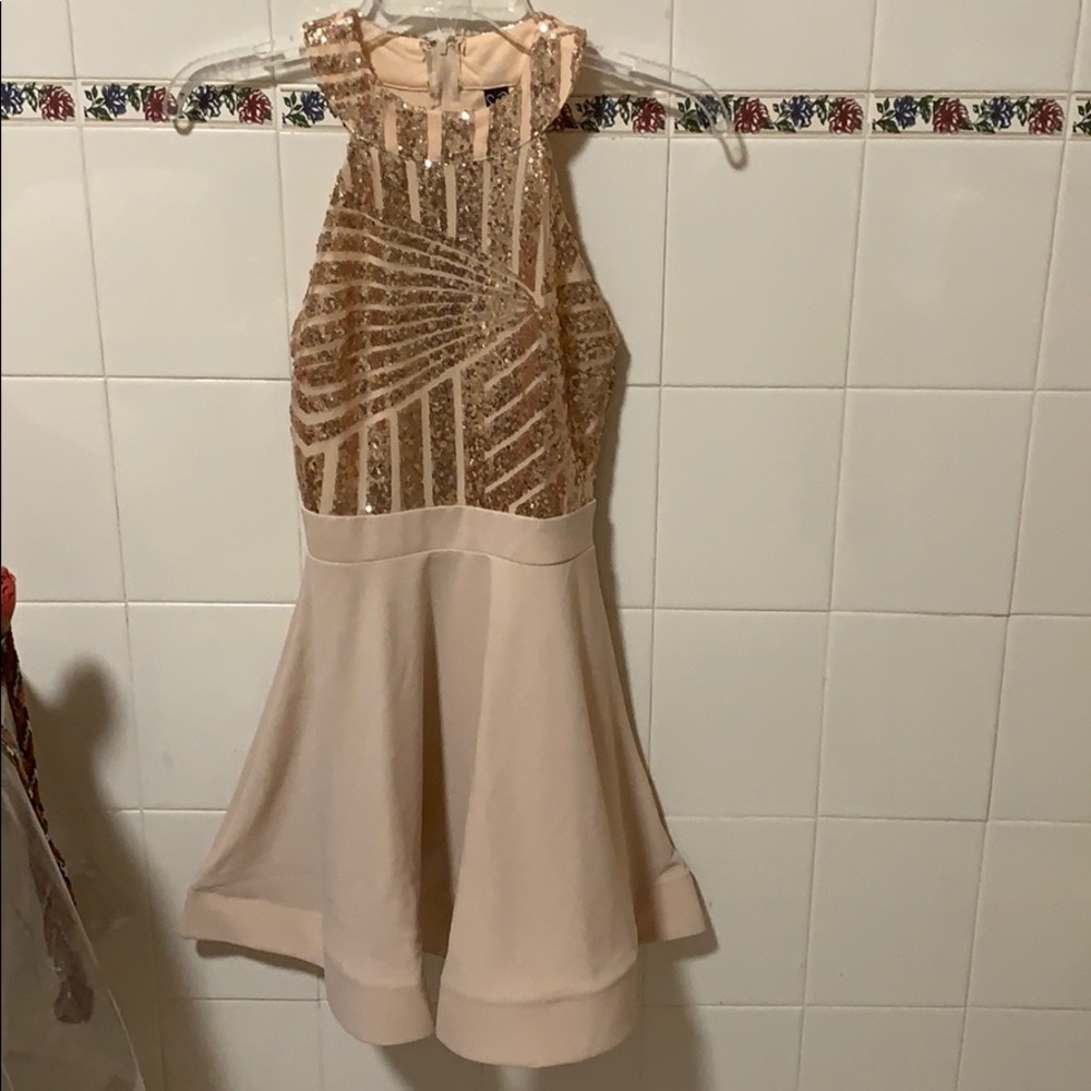 Sequin top, flare  dress